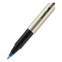 Uniball® Deluxe Roller Ball Pen, Stick, Fine 0.7 Mm, Blue Ink, Champagne Barrel, Dozen -Bostitch Shop 848760