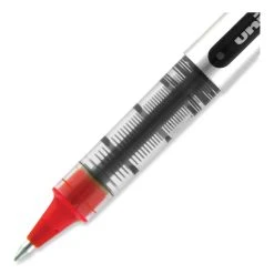 Uniball® VISION Roller Ball Pen, Stick, Fine 0.7 Mm, Red Ink, Gray/Red Barrel, Dozen -Bostitch Shop 848804
