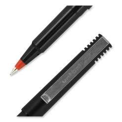 Uniball® Roller Ball Pen, Stick, Micro 0.5 Mm, Red Ink, Black Matte Barrel, Dozen -Bostitch Shop 848811