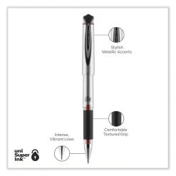 Uniball® 207 Impact Gel Pen, Stick, Bold 1 Mm, Red Ink, Black Barrel -Bostitch Shop 848878