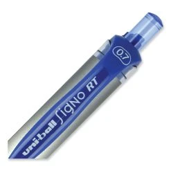 Uniball® Signo Gel Pen, Retractable, Medium 0.7 Mm, Blue Ink, Blue/Metallic Accents Barrel, Dozen -Bostitch Shop 848890