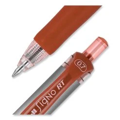 Uniball® Signo Gel Pen, Retractable, Medium 0.7 Mm, Red Ink, Red/Metallic Accents Barrel, Dozen -Bostitch Shop 848897
