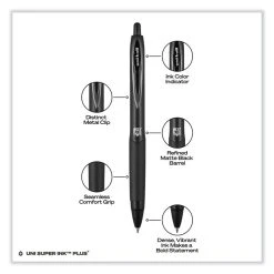 Uniball® 207 Plus+ Gel Pen, Retractable, Medium 0.7 Mm, Black Ink, Black Barrel, Dozen -Bostitch Shop 848904