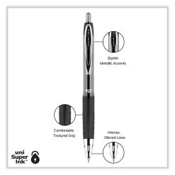 Uniball® Signo 207 Gel Pen, Retractable, Medium 0.7 Mm, Black Ink, Smoke/Black Barrel, Dozen 14 Uniball® Signo 207 Gel Pen, Retractable, Medium 0.7 Mm, Black Ink, Smoke/Black Barrel, Dozen -Bostitch Shop 850003