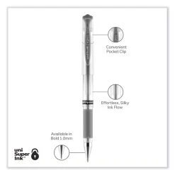 Uniball® IMPACT Gel Pen, Stick, Medium 1 Mm, Silver Metallic Ink, Silver Barrel -Bostitch Shop 850044