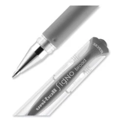 Uniball® IMPACT Gel Pen, Stick, Medium 1 Mm, Silver Metallic Ink, Silver Barrel -Bostitch Shop 850045