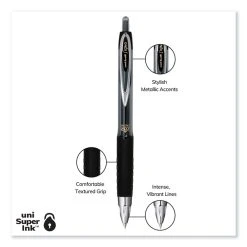 Uniball® Signo 207 Gel Pen, Retractable, Micro 0.5 Mm, Black Ink, Smoke/Black Barrel, Dozen -Bostitch Shop 850077