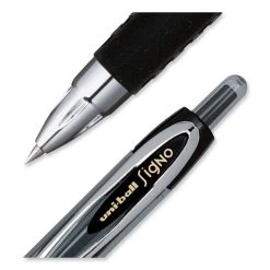Uniball® Signo 207 Gel Pen, Retractable, Micro 0.5 Mm, Black Ink, Smoke/Black Barrel, Dozen -Bostitch Shop 850078
