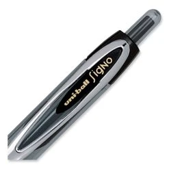 Uniball® Signo 207 Gel Pen, Retractable, Micro 0.5 Mm, Black Ink, Smoke/Black Barrel, Dozen -Bostitch Shop 850079