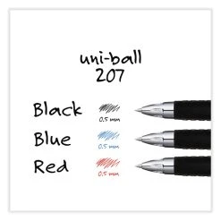 Uniball® Signo 207 Gel Pen, Retractable, Micro 0.5 Mm, Black Ink, Smoke/Black Barrel, Dozen -Bostitch Shop 850081
