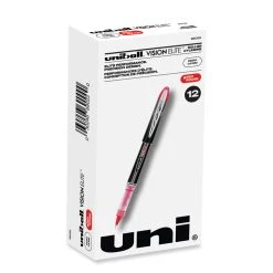 Uniball® VISION ELITE Roller Ball Pen, Stick, Extra-Fine 0.5 Mm, Red Ink, Black/Red Barrel