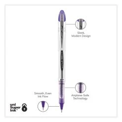Uniball® VISION ELITE Roller Ball Pen, Stick, Bold 0.8 Mm, Purple Ink, White/Purple Barrel -Bostitch Shop 850120