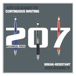 Uniball® 207 Mechanical Pencil, 0.7 Mm, HB (#2), Black Lead, Black Barrel, Dozen -Bostitch Shop 850131