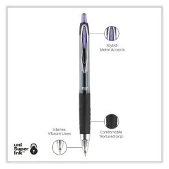 Uniball® Signo 207 Gel Pen, Retractable, Medium 0.7 Mm, Purple Ink, Smoke/Black/Purple Barrel, Dozen -Bostitch Shop 850198