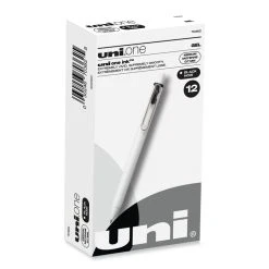 Uniball® UniONE Gel Pen, Retractable, Medium 0.7 Mm, Black Ink, White Barrel, Dozen